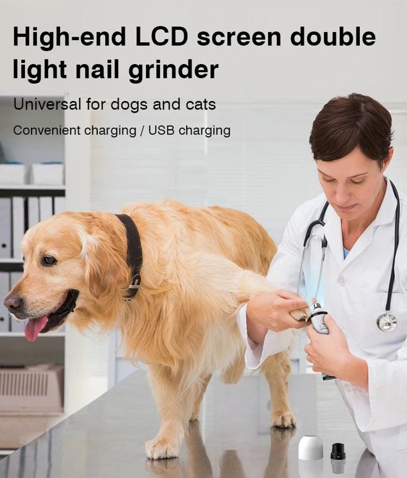 Electric Pet Nail Grinder: LED Light, USB Rechargeable