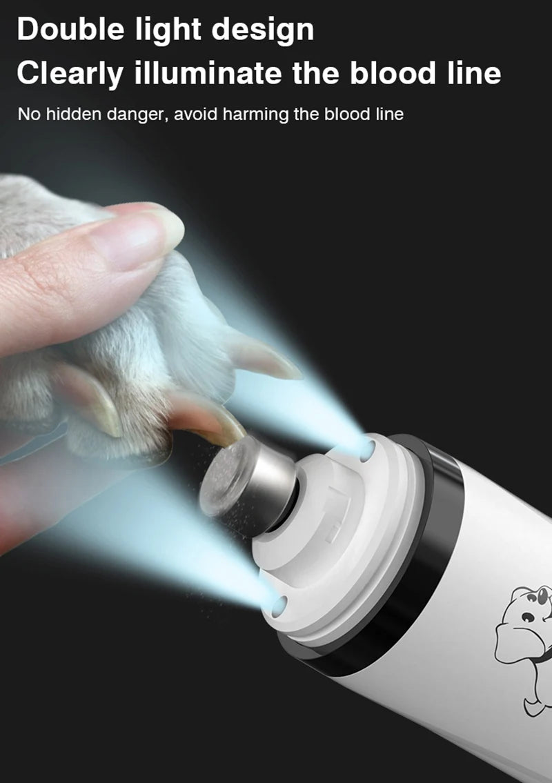 Electric Pet Nail Grinder: LED Light, USB Rechargeable