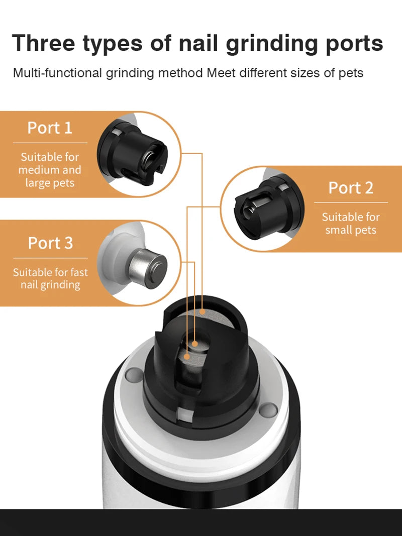 Electric Pet Nail Grinder: LED Light, USB Rechargeable