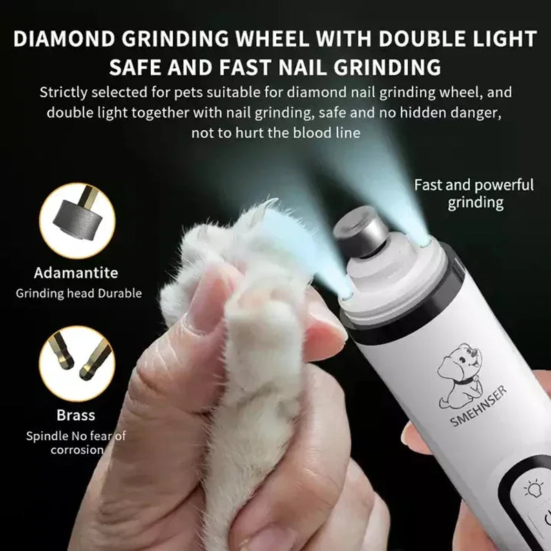 Electric Pet Nail Grinder: LED Light, USB Rechargeable