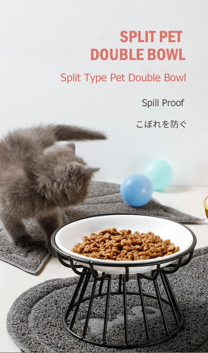 Cat Lift Bowl With Metal Stand